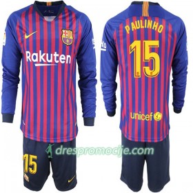 FC Barcelona Dres Paulinho 15 Dječji Domaći 2018/19 Dugim Rukavima